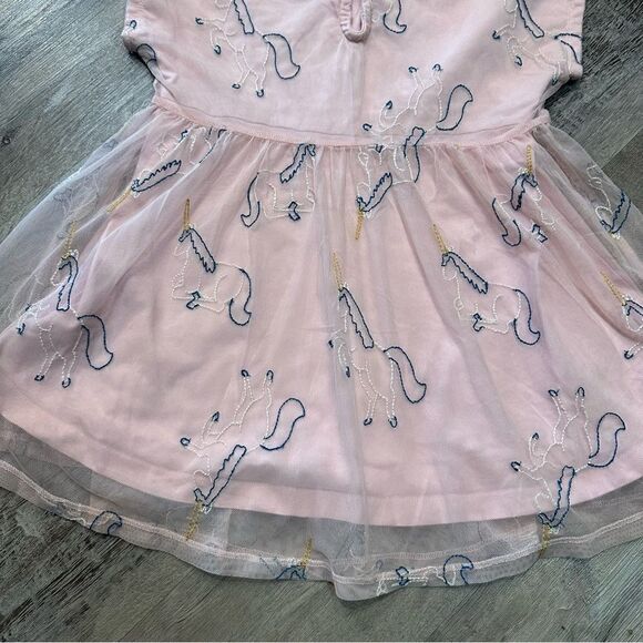 HANNA ANDERSSON Pink Unicorn Tulle Dress Girls Size 4 Party Princess Casual - Picture 6 of 8
